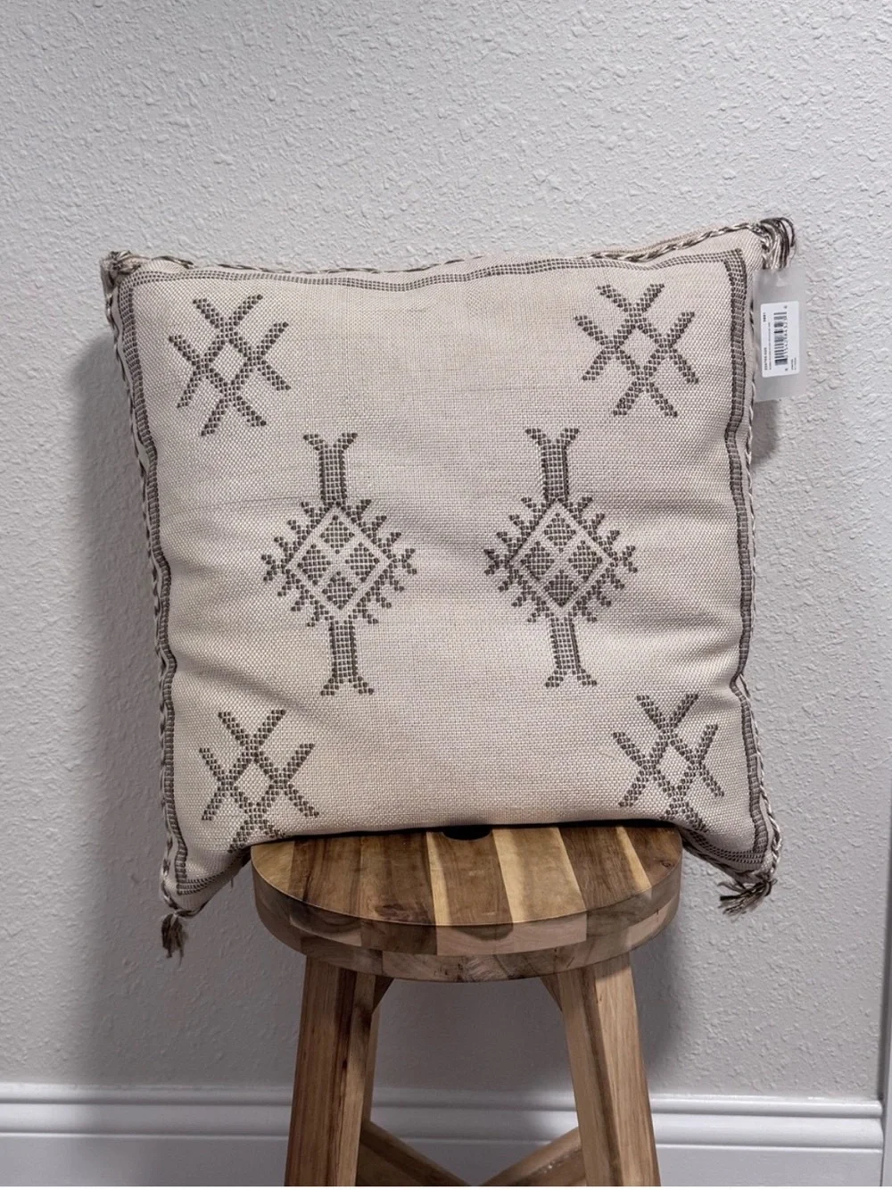 NWT Four Hands Studio Sabra Pillow Khaki Stitch 20x20 Boho